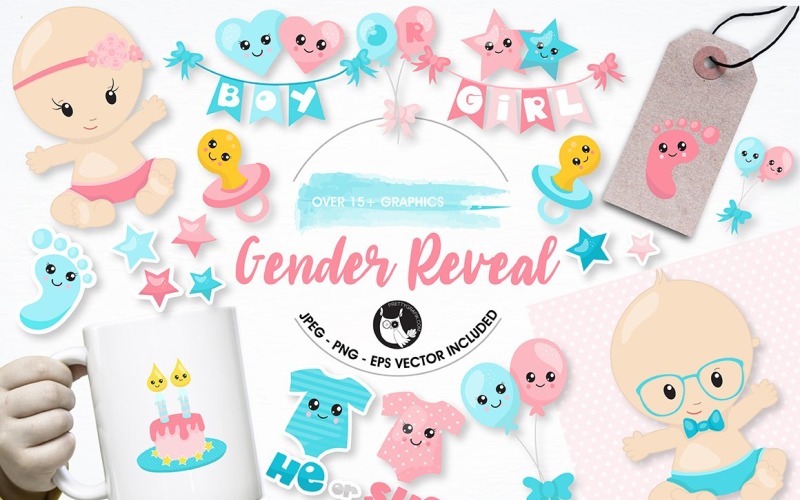 Download Vector "Gender reveal graphics illustrations - Vector Image" / Gender reveal graphics illustrations - Vector Image - Vector на тему графика illustration,scrapbooking,vector,graphics,clipart,clip art,baby,icons,boy,girl,eps,images,prettygrafik,pacifier,baby shower,gender reveal,babies