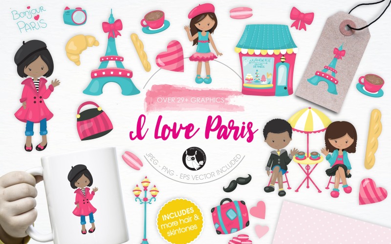 Download Vector "I Love Paris illustration pack - Vector Image" / I Love Paris illustration pack - Vector Image - Vector на тему графика illustration,coffee,vector,love,graphics,clipart,hearts,clip art,icon,france,paris,eps,prettygrafik,i love paris,eiffel tower