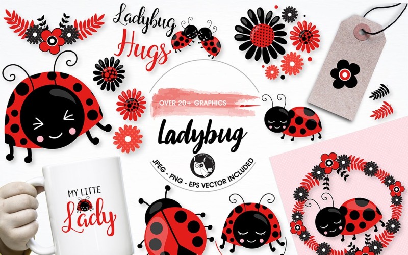 Download Vector "Ladybug graphics and illustrations - Vector Image" / Ladybug graphics and illustrations - Vector Image - Vector на тему графика scrapbooking,flowers,vector,floral,clipart,clip art,eps,images,prettygrafik,commercial use,digital scrapbook,digital clipart,ladybug