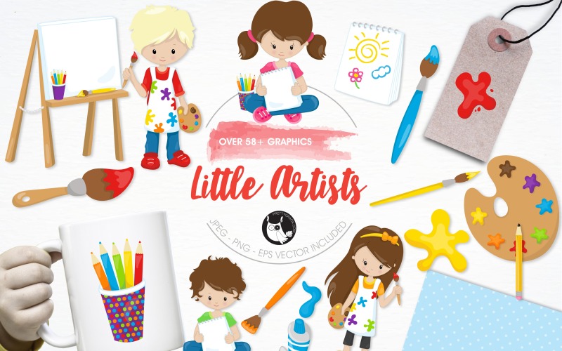 Little artists illustration pack - Vector Image