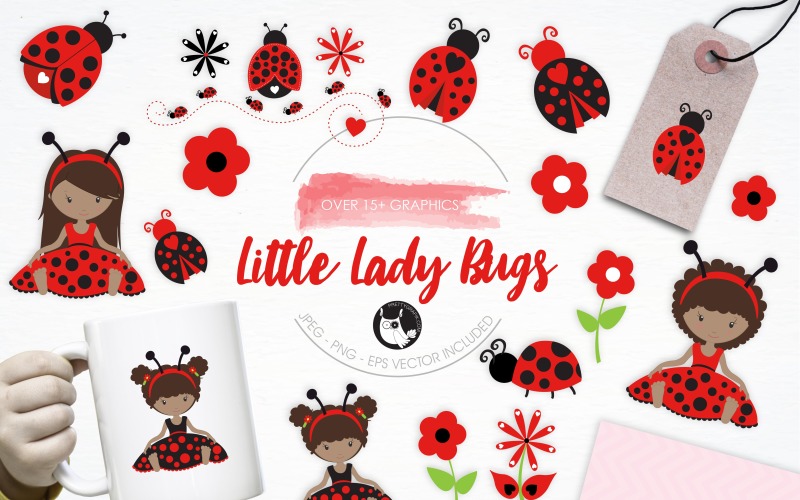 Download Vector "Little Lady Bugs illustration pack - Vector Image" / Little Lady Bugs illustration pack - Vector Image - Vector на тему графика illustration,flowers,vector,graphics,clipart,clip art,icon,eps,prettygrafik,girls,little,little lady bugs,lady bugs,bugs,ladies