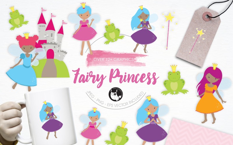 Набор иллюстраций сказочной принцессы - векторное изображение