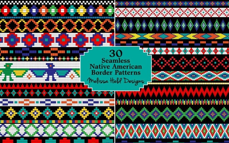 Patrón de bordes de cuentas nativos americanos