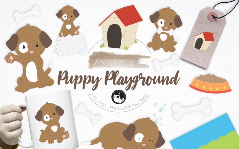 Download Vector "Puppy Playground illustration pack - Vector Image" / Puppy Playground illustration pack - Vector Image - Vector на тему графика illustration,vector,graphics,clipart,clip art,icon,bone,pet,eps,playground,puppy,prettygrafik,play,puppy playground,dog house
