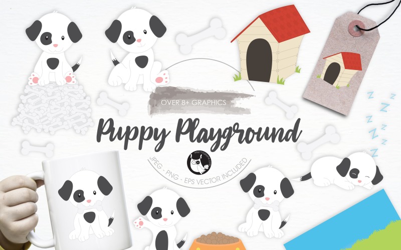 Download Vector "Puppy Playground illustration pack - Vector Image" / Puppy Playground illustration pack - Vector Image - Vector на тему графика illustration,vector,graphics,clipart,clip art,icon,bone,pet,eps,playground,puppy,prettygrafik,play,puppy playground,dog house