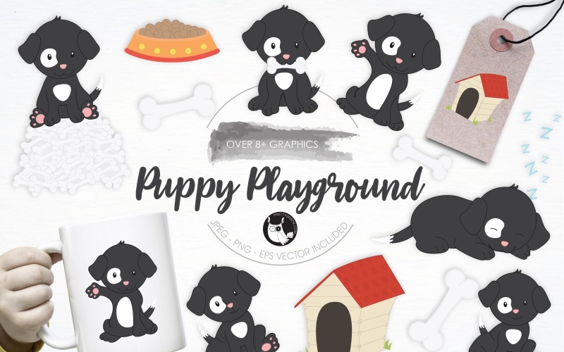 Download Vector "Puppy Playground illustration pack - Vector Image" / Puppy Playground illustration pack - Vector Image - Vector на тему графика illustration,vector,graphics,clipart,clip art,icon,bone,pet,eps,playground,puppy,prettygrafik,play,puppy playground,dog house