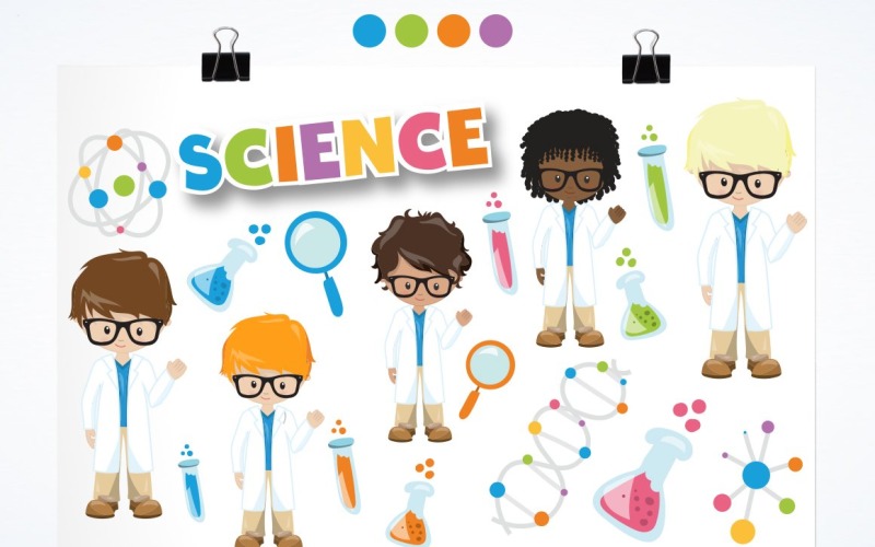 Download Vector "Science - Vector Image" / Science - Vector Image - Vector на тему графика scrapbook,scrapbooking,clipart,clip art,science,dna,boy,chemical,prettygrafik,boys,vector art,scientist