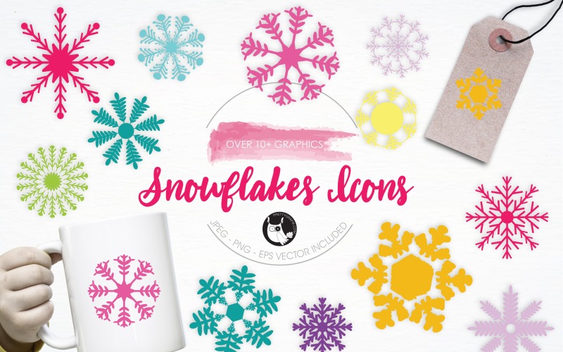 Download Vector "Snowflakes Icons illustration pack - Vector Image" / Snowflakes Icons illustration pack - Vector Image - Vector на тему графика christmas,illustration,winter,vector,graphics,clipart,clip art,colorful,snow,icon,snowflakes,decorations,eps,prettygrafik,snowflakes icons
