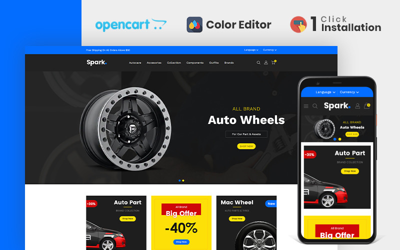 Spark Auto Parts Store OpenCart sablon