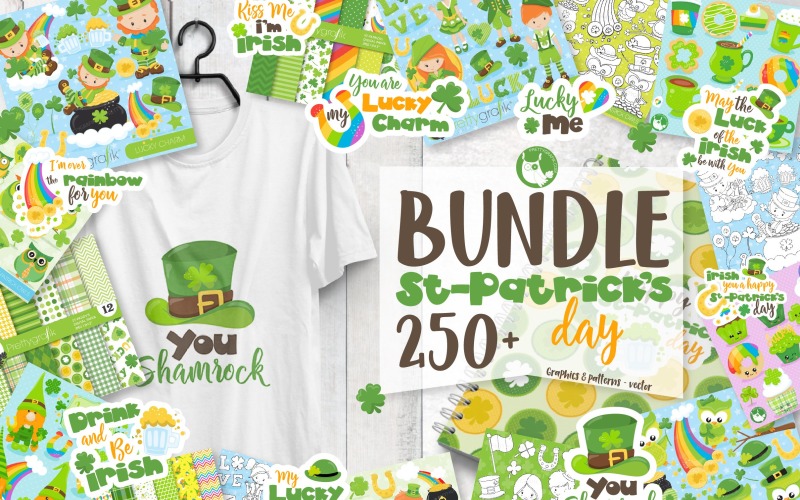 Download Vector "St-Patrick's Day MEGA BUNDLE  80%off - Vector Image" / St-Patrick's Day MEGA BUNDLE  80%off - Vector Image - Vector на тему графика illustration,bundle,vector,graphics,clipart,clip art,pattern,irish,lucky,shamrock,st-patrick,patterns,graphic bundle,bundles,st-patrick day,vector art,st-patricks day,graphic bundles