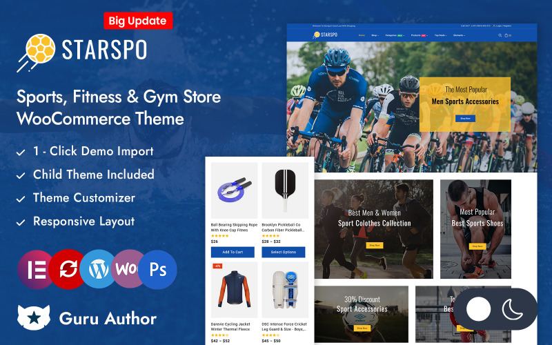 Starspo - Tema responsivo do Elementor WooCommerce da loja de acessórios esportivos