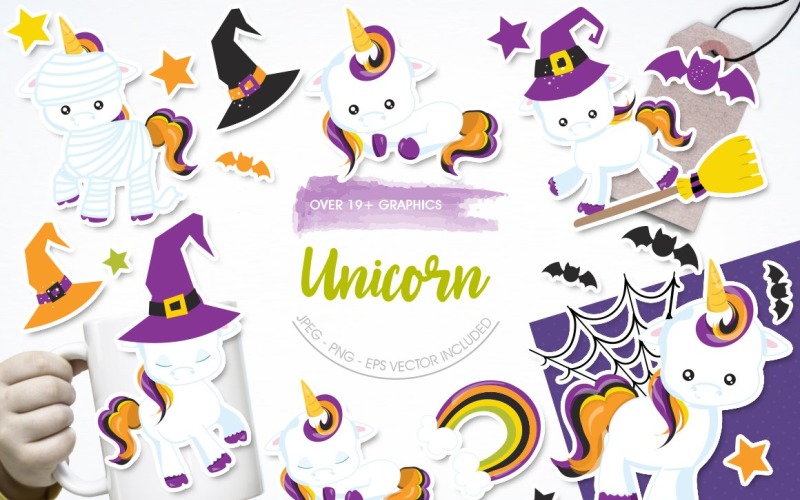 Download Vector "Unicorn - Vector Image" / Unicorn - Vector Image - Vector на тему графика scrapbook,scrapbooking,clipart,rainbow,clip art,halloween,unicorn,witch hat,prettygrafik,bats,vector art,cob web,mummy unicorn