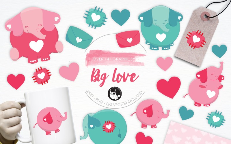 Download Vector "Big Love illustration pack - Vector Image" / Big Love illustration pack - Vector Image - Vector на тему графика illustration,valentines,vector,love,graphics,clipart,hearts,clip art,animals,icon,eps,prettygrafik,love letters,big love,elephants