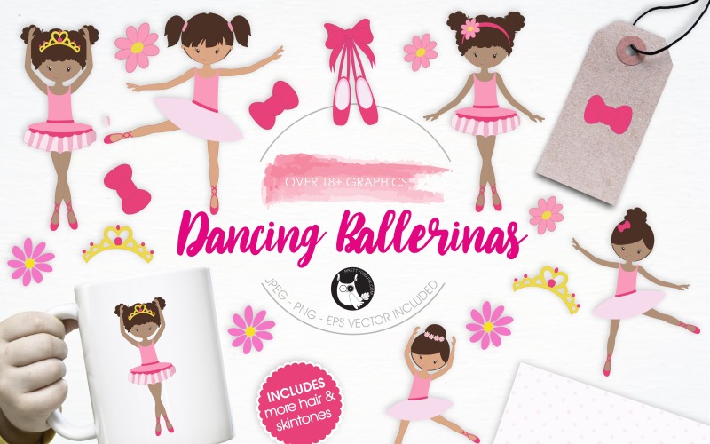 Download Vector "Dancing Ballerinas illustration pack - Vector Image" / Dancing Ballerinas illustration pack - Vector Image - Vector на тему графика illustration,vector,art,graphics,clipart,clip art,pink,dance,icon,eps,prettygrafik,girls,dancing ballerinas,ballerinas,tutu