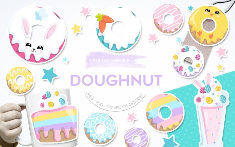 Download Vector "Doughnut - Vector Image" / Doughnut - Vector Image - Vector на тему графика sweet,scrapbook,scrapbooking,food,clipart,clip art,doughnut,treat,ice-cream,prettygrafik,vector art,doughnuts