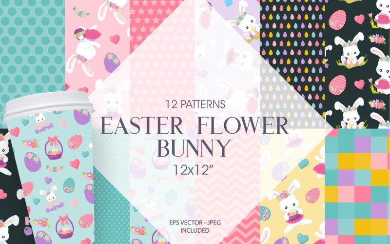 Download Vector "Easter Flower Bunny - Vector Image" / Easter Flower Bunny - Vector Image - Vector на тему графика flowers,patterns,eggs,easter eggs,easter bunny,mom bunny,kawaii bunnies