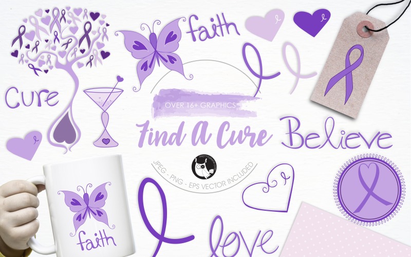 Download Vector "Find a cure illustration pack - Vector Image" / Find a cure illustration pack - Vector Image - Vector на тему графика illustration,vector,graphics,clipart,clip art,icons,ribbon,eps,cancer,awareness,courage,prettygrafik,hope