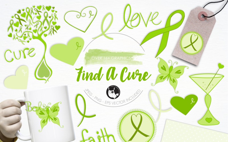 Download Vector "Find a cure illustration pack - Vector Image" / Find a cure illustration pack - Vector Image - Vector на тему графика illustration,vector,graphics,clipart,clip art,icons,ribbon,eps,cancer,awareness,courage,prettygrafik,hope