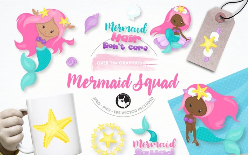 Mermaid Squad Illustration Pack - Vektorbild