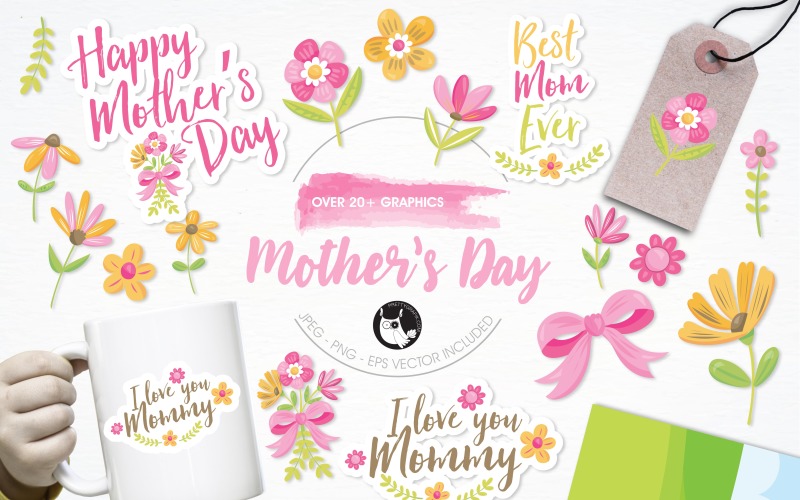 Download Vector "Mother's day illustration pack - Vector Image" / Mother's day illustration pack - Vector Image - Vector на тему графика illustration,flowers,vector,floral,graphics,clipart,clip art,icons,bouquet,mother,eps,mommy,mummy,mum,prettygrafik,mothers day