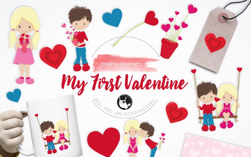 Download Vector "My First Valentine illustration pack - Vector Image" / My First Valentine illustration pack - Vector Image - Vector на тему графика illustration,kids,valentines,vector,love,graphics,clipart,hearts,clip art,icon,eps,prettygrafik,my first valentine,swing,first love