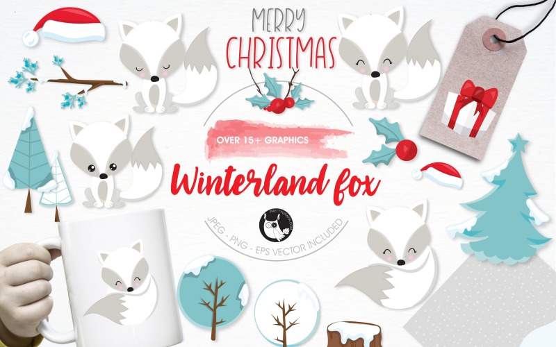 Pacchetto dell'illustrazione della volpe di Winterland - immagine di vettore