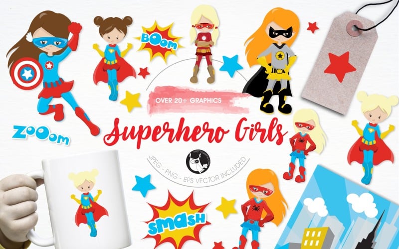 Download Vector "Superhero girls illustration pack - Vector Image" / Superhero girls illustration pack - Vector Image - Vector на тему графика illustration,vector,graphics,clipart,clip art,icons,comics,superhero,eps,smash,hero,prettygrafik,girls,boom,zoom