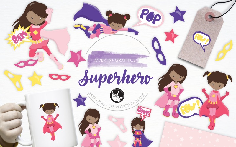 Download Vector "Superhero illustration pack - Vector Image" / Superhero illustration pack - Vector Image - Vector на тему графика illustration,kids,vector,graphics,clipart,clip art,icon,explosions,fly,costume,eps,hero,prettygrafik,girls,super hero