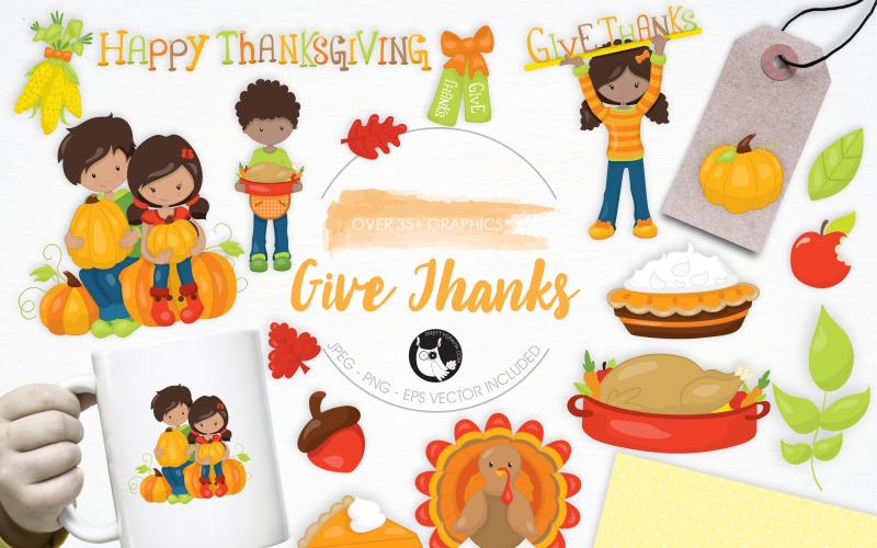 Thanksgiving illustration pack - Vector Image