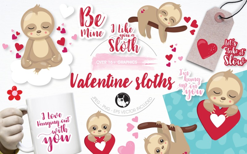 Download Vector "Valentine graphics &amp; illustrations - Vector Image" / Valentine graphics &amp; illustrations - Vector Image - Vector на тему графика illustration,scrapbooking,vector,clipart,hearts,animals,valentine,valentines day,images,prettygrafik,sloth