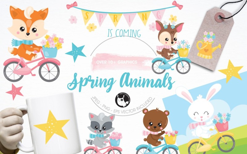 Download Vector "Woodland graphics &amp; illustrations - Vector Image" / Woodland graphics &amp; illustrations - Vector Image - Vector на тему графика scrapbooking,vector,clipart,spring,clip art,animals,bicycle,bike,rabbit,deer,bear,ride,eps,woodland,fox,images,prettygrafik,raccoon,commercial use,digital scrapbook,digital clipart