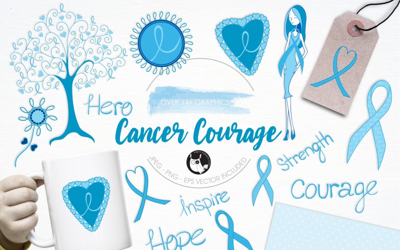 Cancer awareness illustration pack - Vector Image