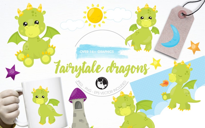 Download Vector "Dragon graphics &amp; illustrations - Vector Image" / Dragon graphics &amp; illustrations - Vector Image - Vector на тему графика illustration,scrapbooking,vector,clipart,fairytale,dragon,creature,mythical,tower,images,prettygrafik