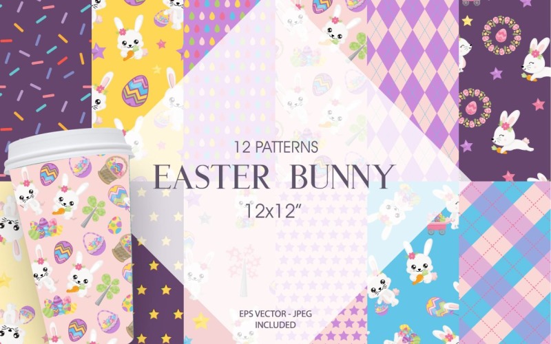 Download Vector "Easter Bunny - Vector Image" / Easter Bunny - Vector Image - Vector на тему графика flower,bunny,pattern,digital paper,easter eggs,easter bunny,kawaii bunny,carrots