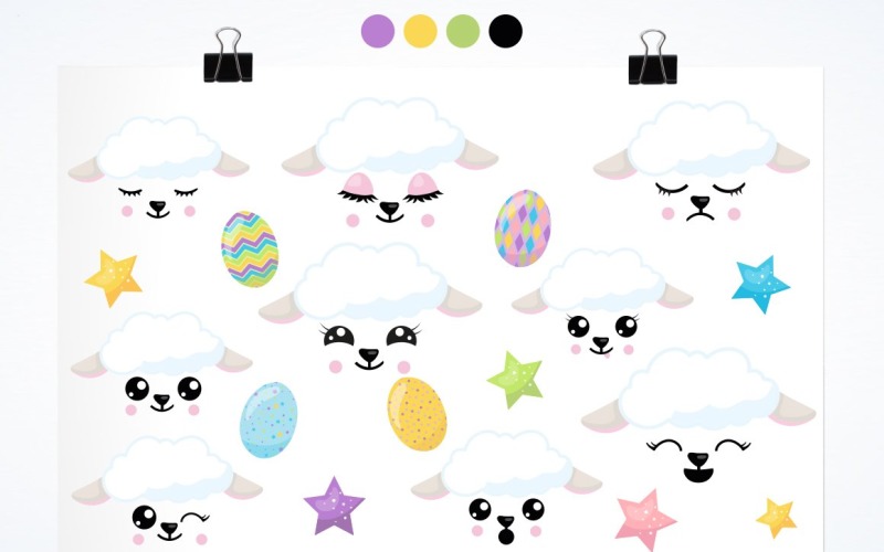 Download Vector "Easter Lamb - Vector Image" / Easter Lamb - Vector Image - Vector на тему графика scrapbook,scrapbooking,clipart,clip art,easter,kawaii,lamb,prettygrafik,vector art,easter lamb,aster eggs,stars4