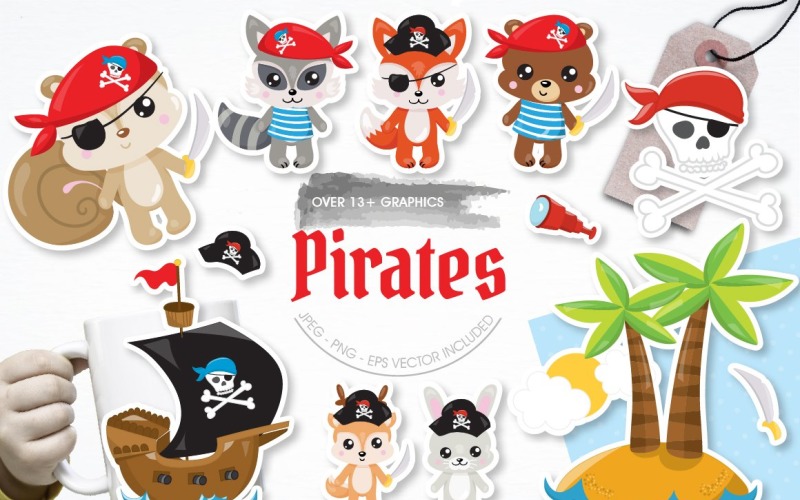Download Vector "Pirates Animals - Vector Image" / Pirates Animals - Vector Image - Vector на тему графика scrapbook,scrapbooking,clipart,clip art,animals,bunny,deer,fox,pirate,prettygrafik,pirate clipart,vector art,clibear