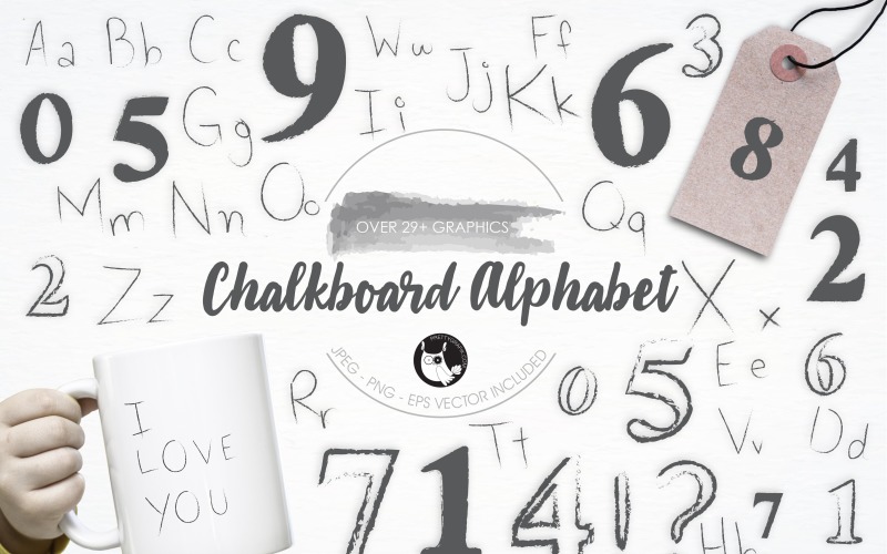Chalkboard Alphabetillustration pack - Vector Image