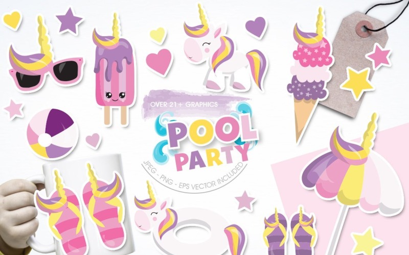 Festa na piscina - imagem vetorial