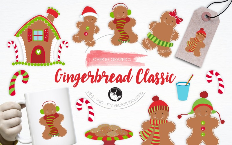 Download Vector "Gingerbread Classic illustrations - Vector Image" / Gingerbread Classic illustrations - Vector Image - Vector на тему графика christmas,illustration,vector,graphics,clipart,clip art,icon,eps,cookies,gingerbread,candy cane,prettygrafik,gingerbread man,gingerhouse,gingerbread classic