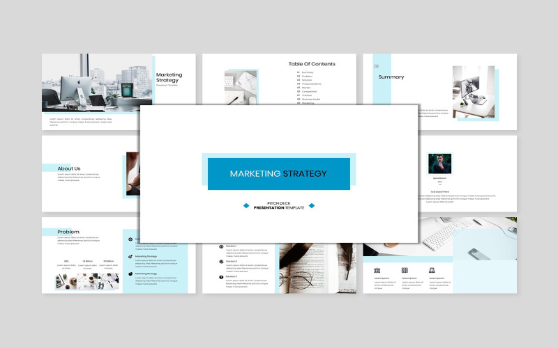 Marketingstrategie - Creative Business Pitch Deck PowerPoint-sjabloon