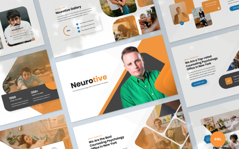 Modello di presentazione dell'ufficio di psicologia per la consulenza diapositive di Google