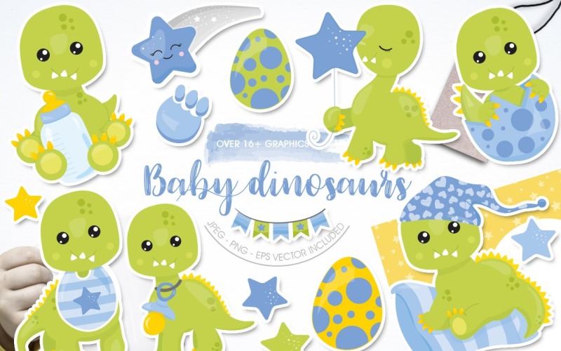 Download Vector "Baby Dinosaurs - Vector Image" / Baby Dinosaurs - Vector Image - Vector на тему графика vector,clipart,stars,clip art,baby,prettygrafik,baby clipart,baby dinosaurs,dinosaurs clipart,kawaii dinosaurs,dinosaurs eggs