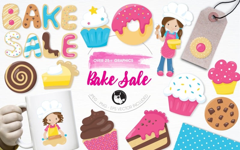 Bake sale illustration pack - Vector Image