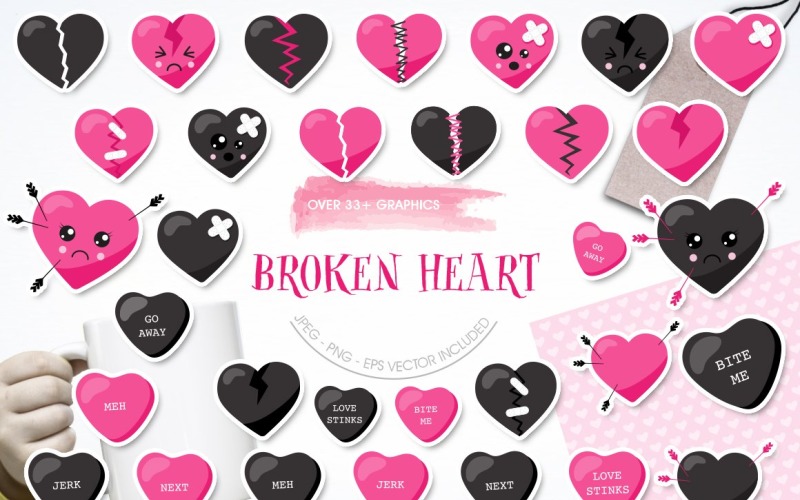 Download Vector "Broken Heart - Vector Image" / Broken Heart - Vector Image - Vector на тему графика scrapbook,scrapbooking,clipart,hearts,clip art,prettygrafik,vector art,broken,broken heart