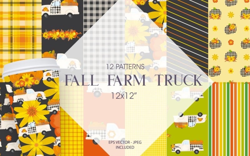 Camión agrícola de otoño - imagen vectorial