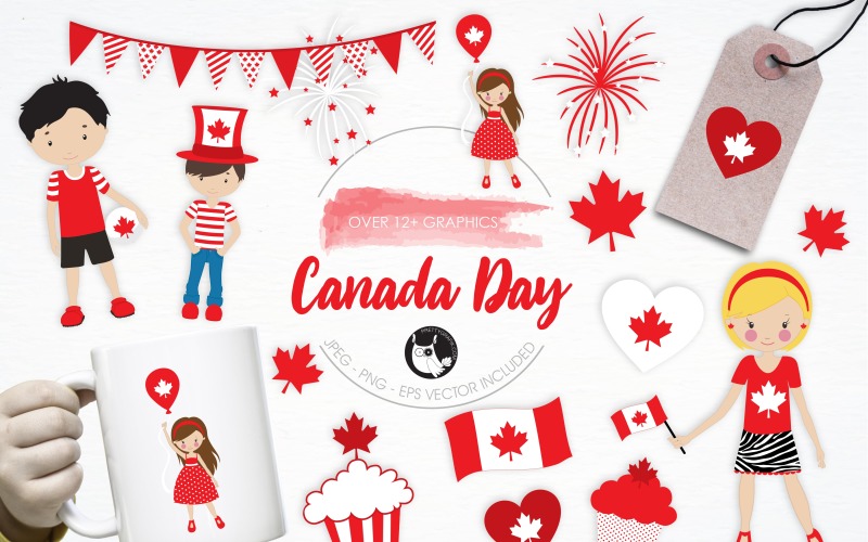 Canada Day illustration pack - Vector Image