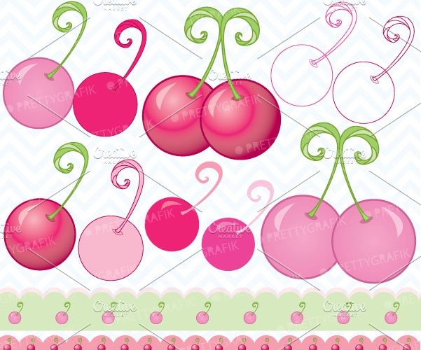 Cherry clipart commercieel gebruik - Vector afbeelding