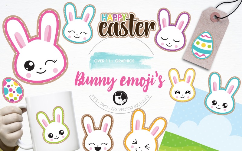 Easter emojis illustration pack Vector Image