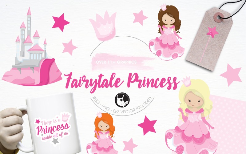 Fairytale princess illustration pack - Vector Image