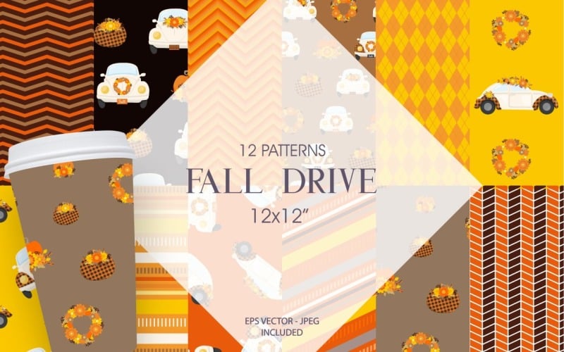 Download Vector "Fall Drive - Vector Image" / Fall Drive - Vector Image - Vector на тему графика car,fall season,scrapbook papers,scrapbook pages,prettygrafik,digital paper pack,instant download,digital paper,florals,floral beetle,floral car,beetle